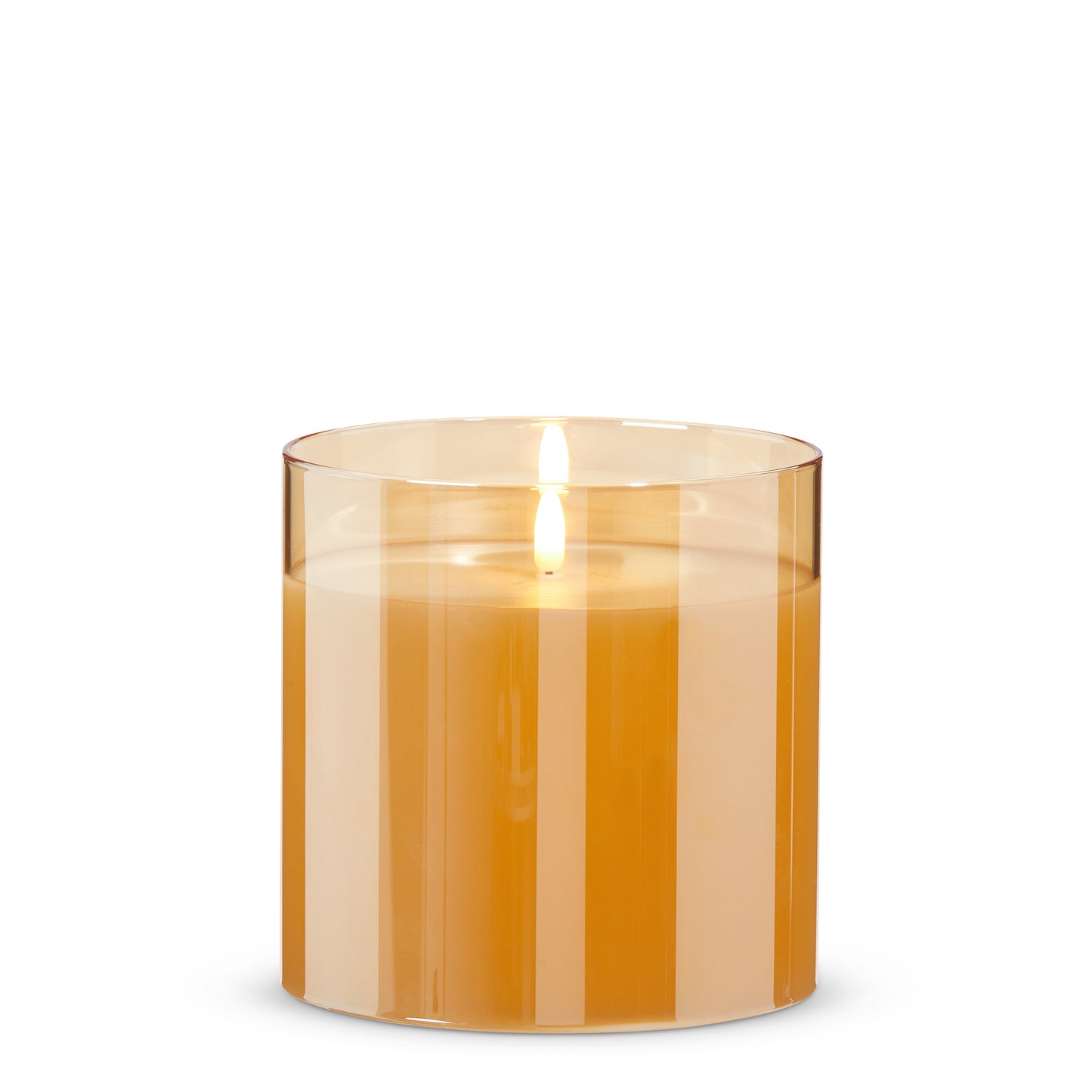 6" X 6" GOLD GLASS IVORY PILLAR CANDLE