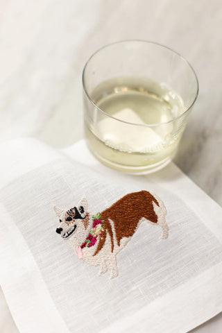 Best Friend Embroidered Cocktail Napkins - Dogs