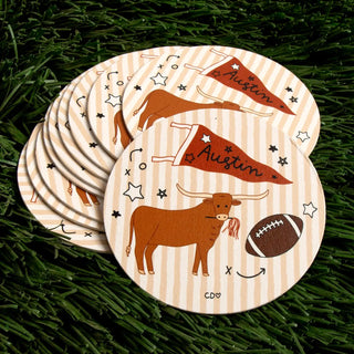 Austin Football Game Day Paper Coasters