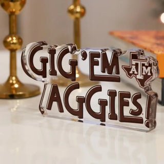 Gig 'em Aggies Letter Acrylic Shelfie