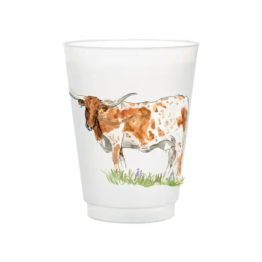 Texas Longhorn Frosted Cups | Set of 6