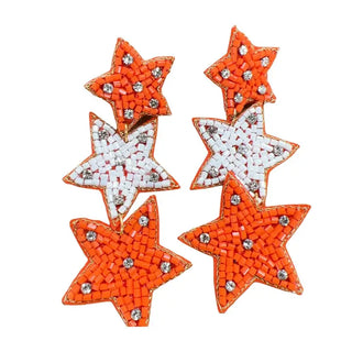 White/Orange Star Earrings