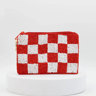 Checkered Red/White Keychain Pouch