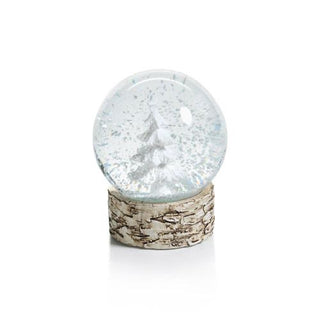 White Tree Snow Globe on Birch