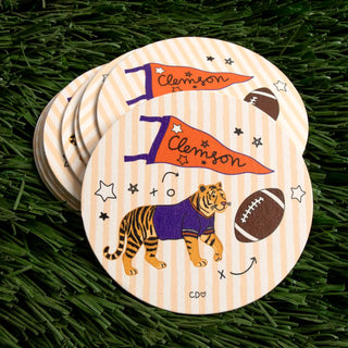 Clemson Football Game Day Paper Coasters