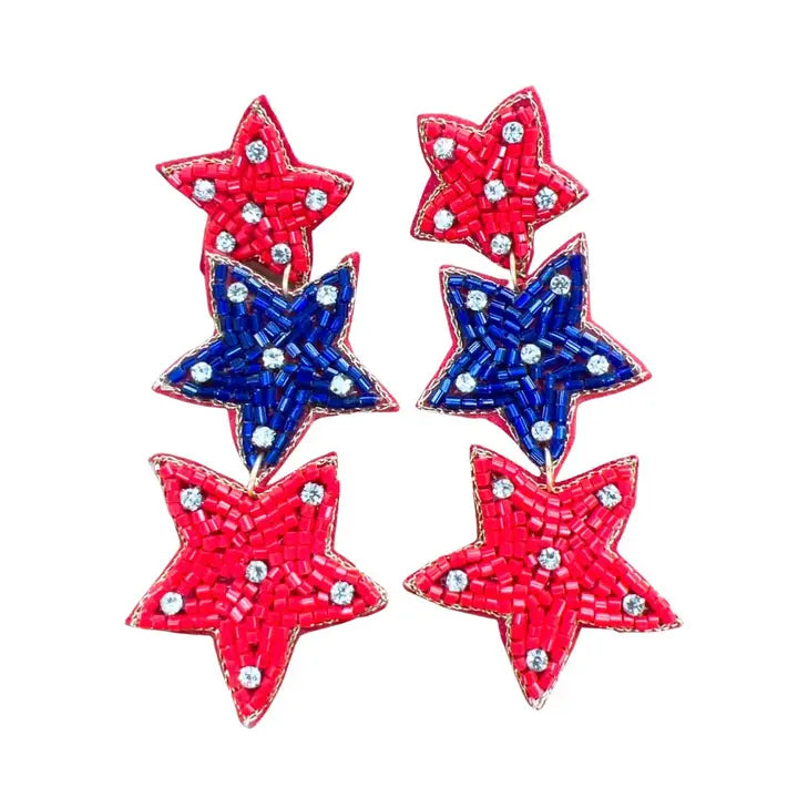 Red/Blue Star Earrings