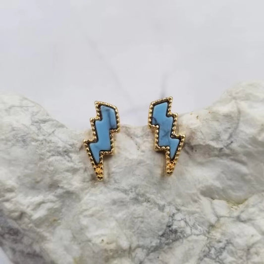 Lightning Bolt Turquoise Stud Earrings