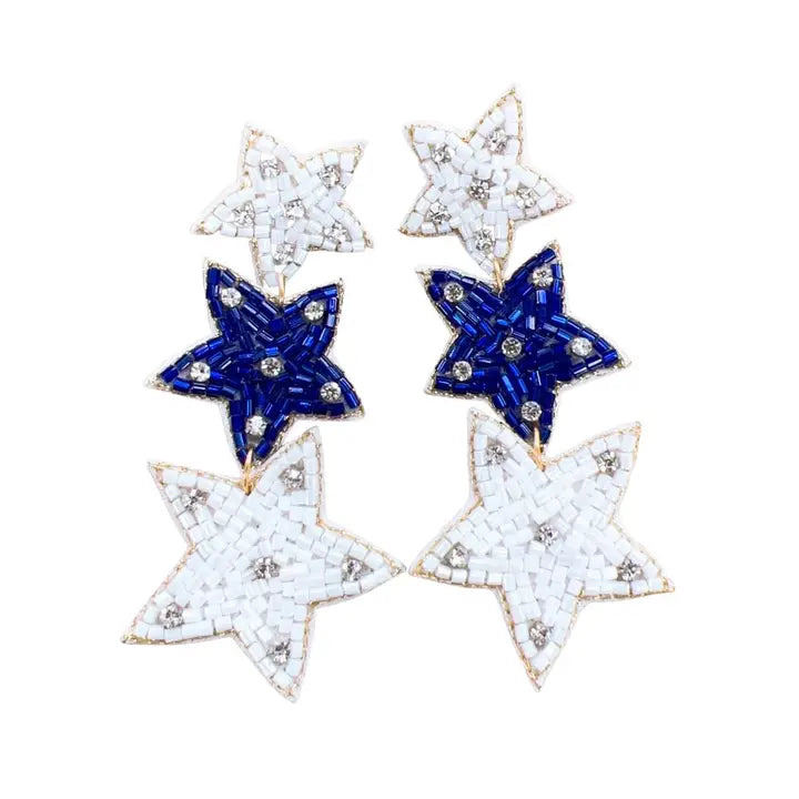 White/Blue Star Earrings