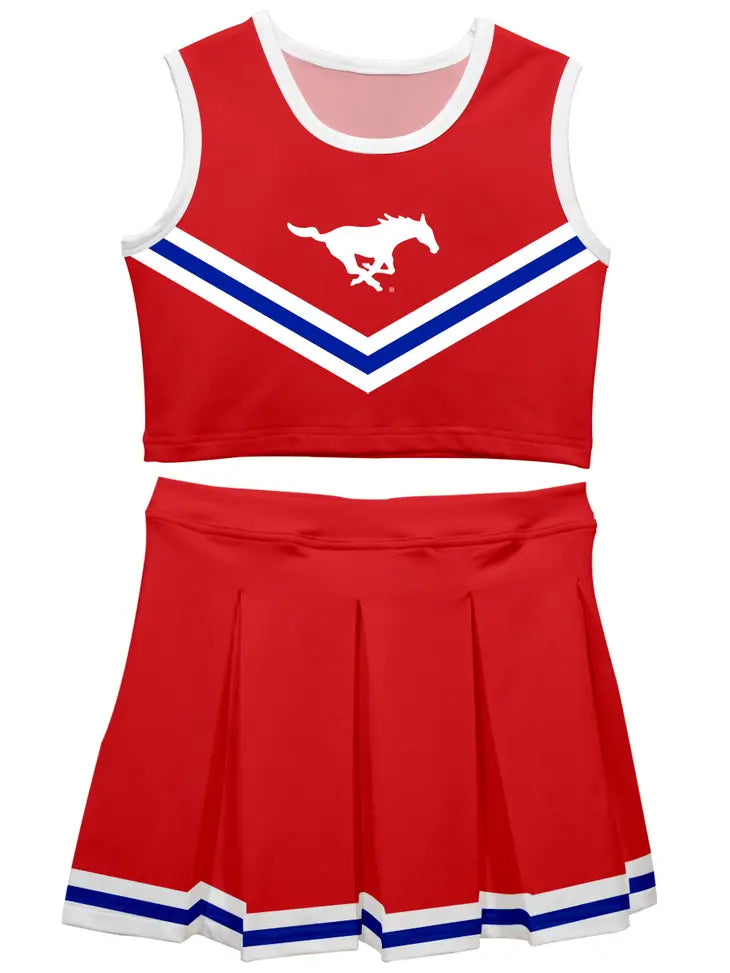 SMU Mustangs Red Sleeveless Cheerleader Set