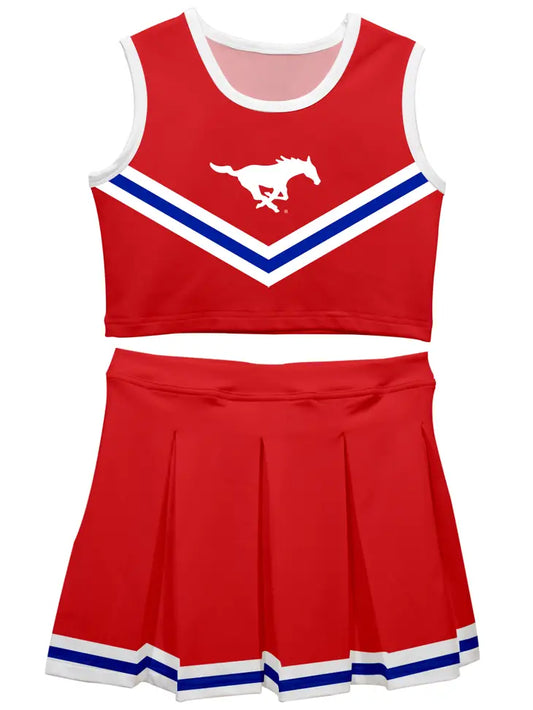 Smu Mustangs Red Sleeveless Cheerleader Set
