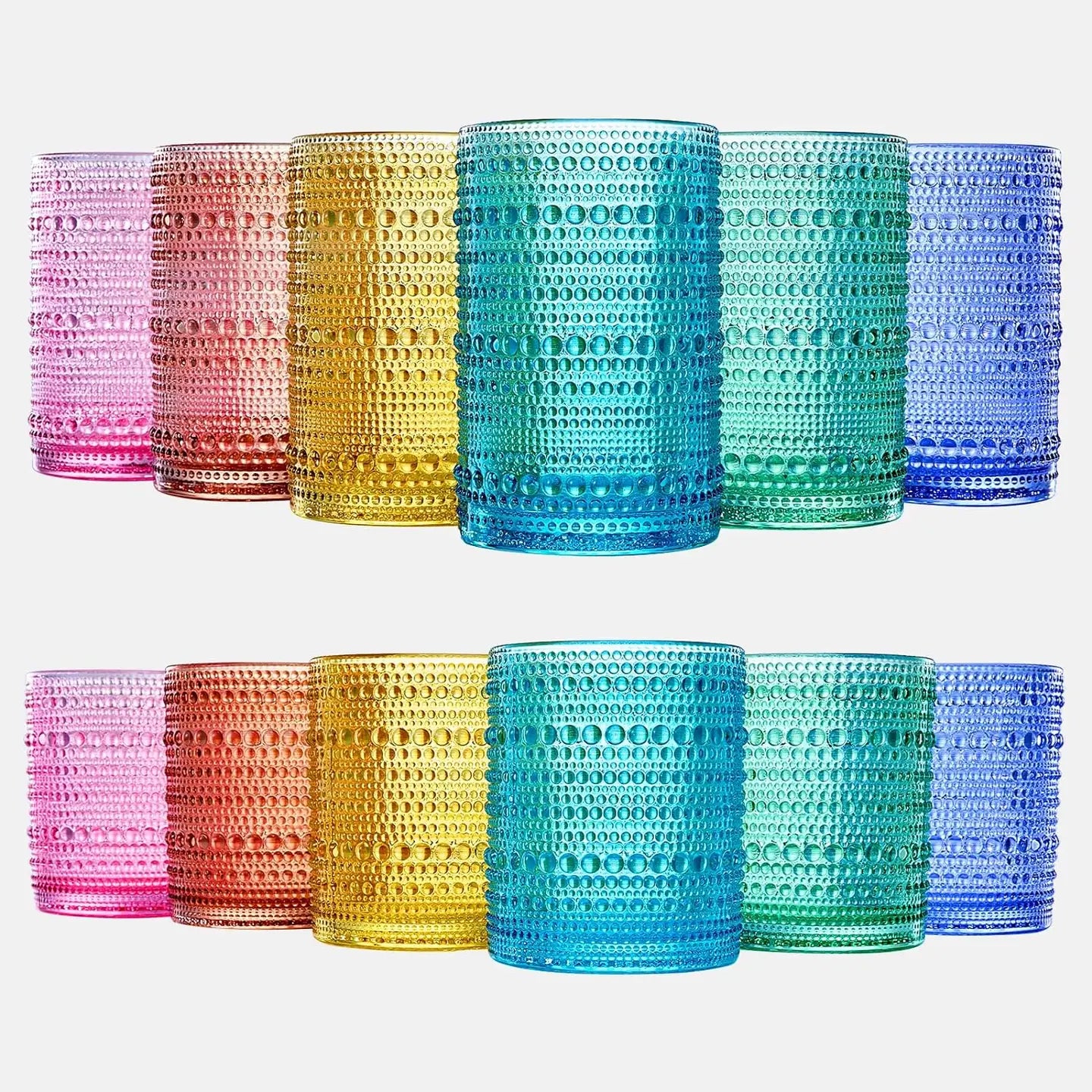 Hobnail Drinking Glasses Colored