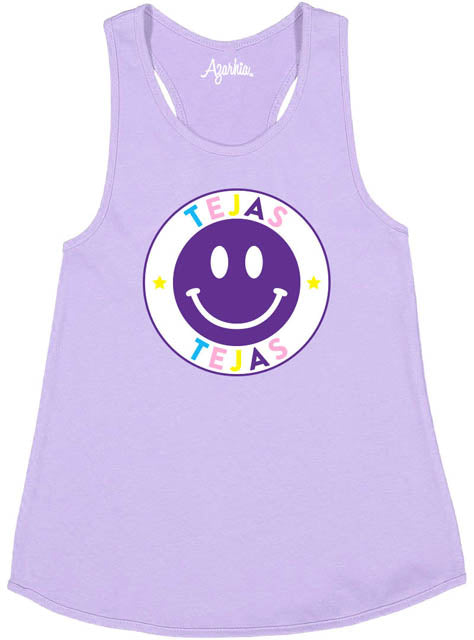 Youth Tank Top with Racer Back Tejas Smiley in Lavender