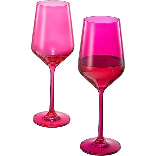 Hot Pink Crystal Wine Glasses