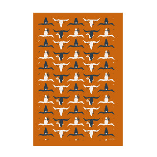 Game Day Longhorn Theme Tea Towel