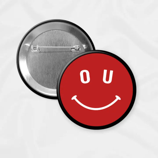 Oklahoma Game Day Button | Ou Smiley - 2.25"