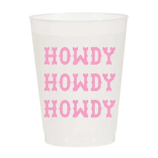 Howdy Pink Repeating Frosted Cups - Rodeo