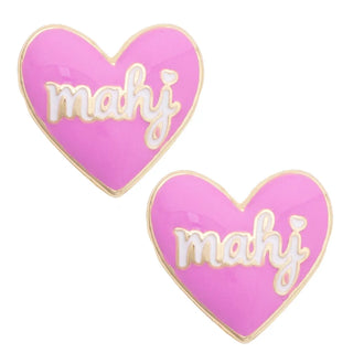 Mahj Enamel Heart Stud Earrings