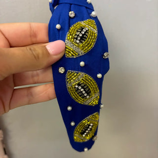 Blue & Yellow Football Headband