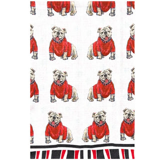 a pattern of a dog wearing a red shirt