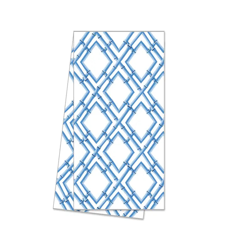 China Blue Bamboo Lattice Tea Towel