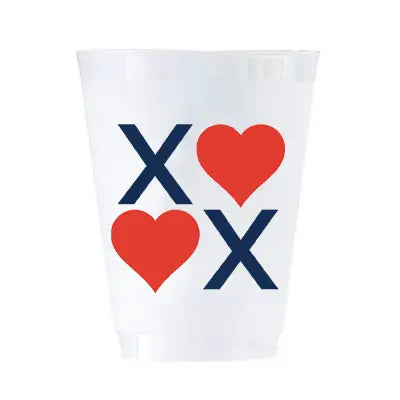 16 oz Shatterproof Cups | Set of 8 | Valentine's Day XOXO