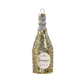5" GLITTERED CHAMPAGNE BOTTLE ORNAMENT Gold