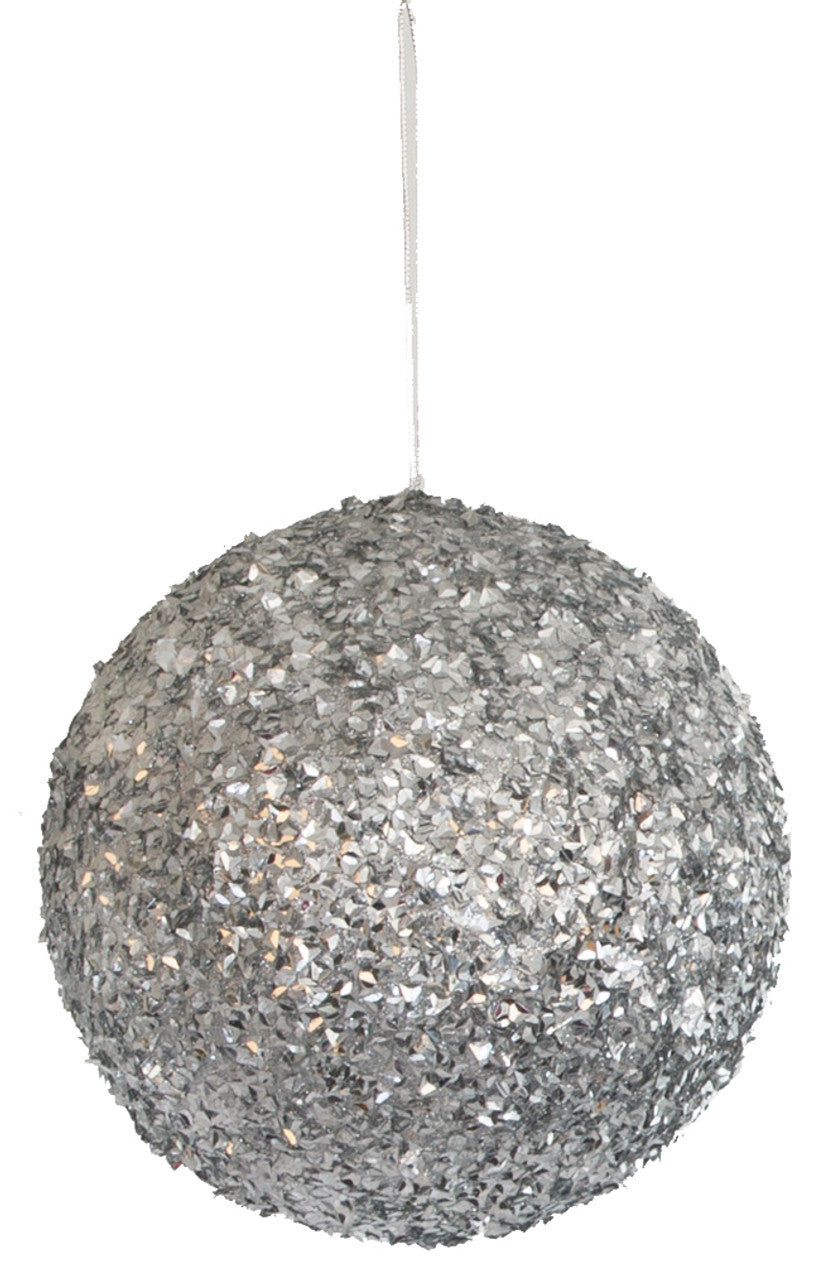 Silver Diamond Sequined/Glittered Ball Ornaments