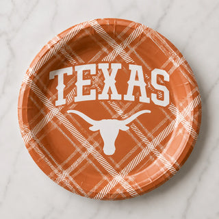 University of Texas Plaid Dinner Paper Plates