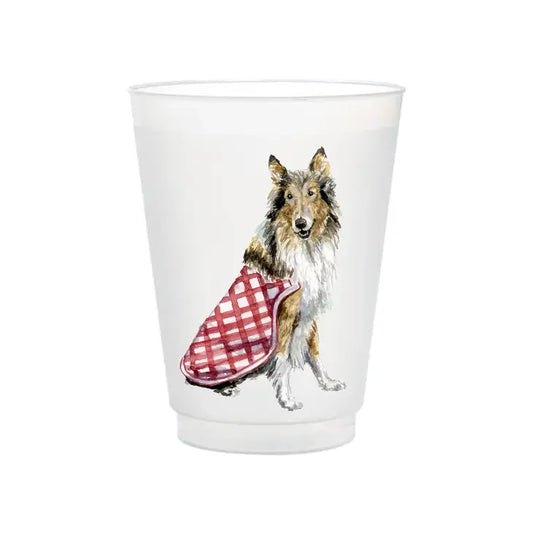 Rough Collie Frosted Cups | Set of 6