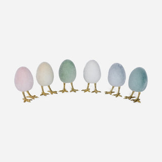 Flocked Egg w/Feet - Pastel