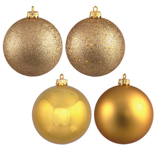 Vickerman 4.75" Gold 4-Finish Shatterproof Ornament Assortment