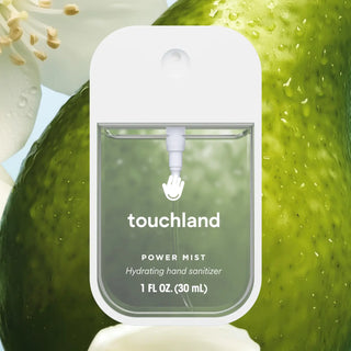 a hand sanitizer bottle with a white label