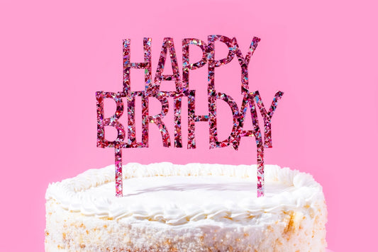 Cake Topper - "Happy Birthday" - Confetti Colors