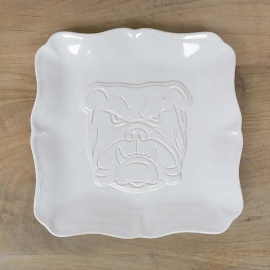 Bulldog Embossed Square Platter