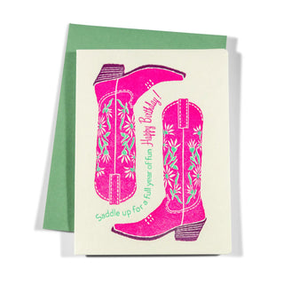 Saddle Up Boots Birthday | Letterpress Greeting Card