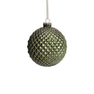 Matte Green Metallic Glass Ball Ornament