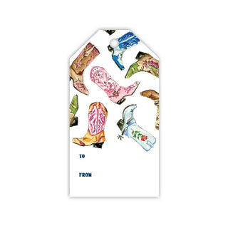 Handpainted Colorful Cowboy Boots Gift Tag