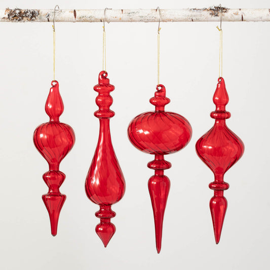 RED GLASS FINIAL ORNAMENT