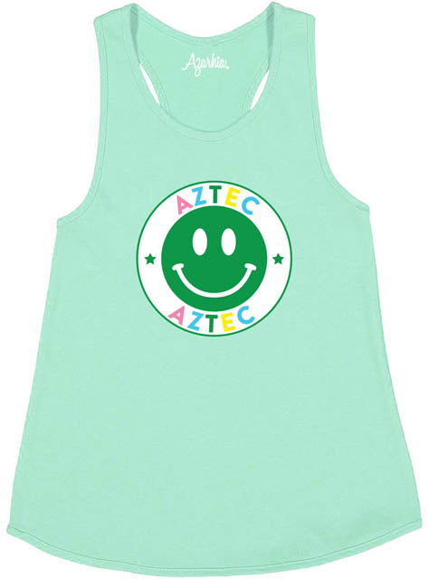 Youth Tank Top with Racer Back Aztec Smiley in Mint