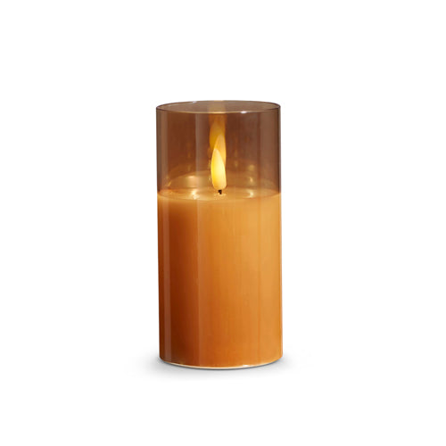 3" X 6" GOLD GLASS IVORY PILLAR CANDLE