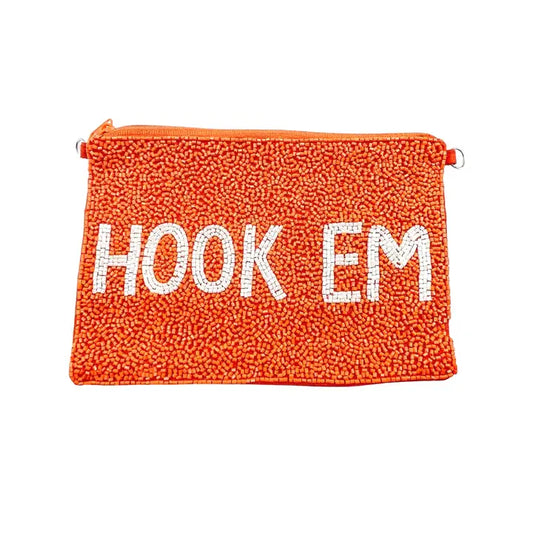 Texas Beaded Pouch - Hook Em