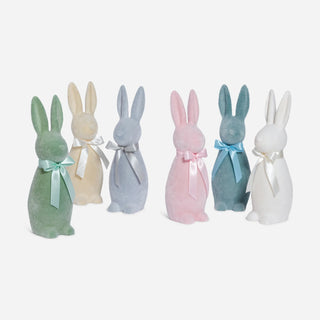 Flocked Button Nose Bunny 16in Pastel