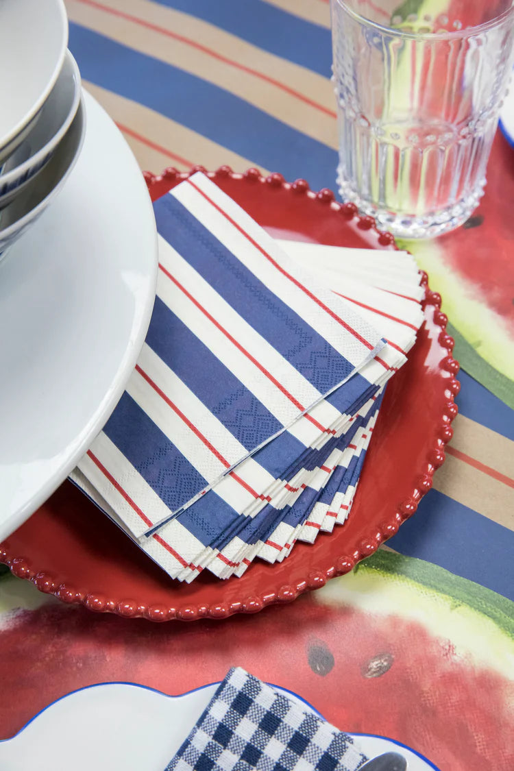 Navy & Red Awning Stripe Napkins