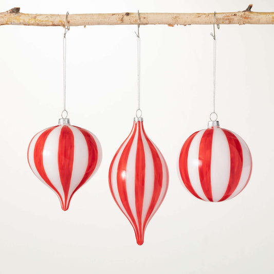 CANDY CANE STRIPED ORNAMENTS