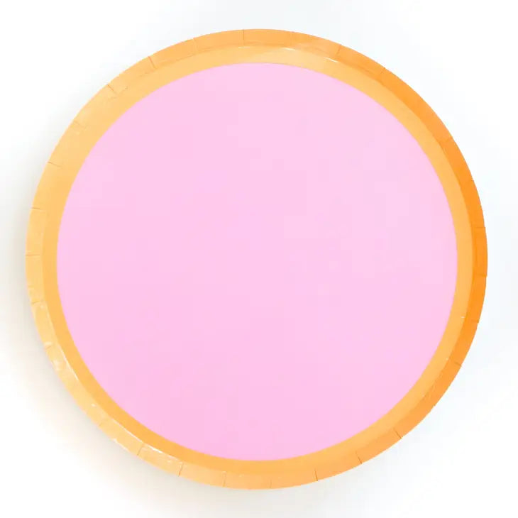 Lavender and peach color blocked paper plates