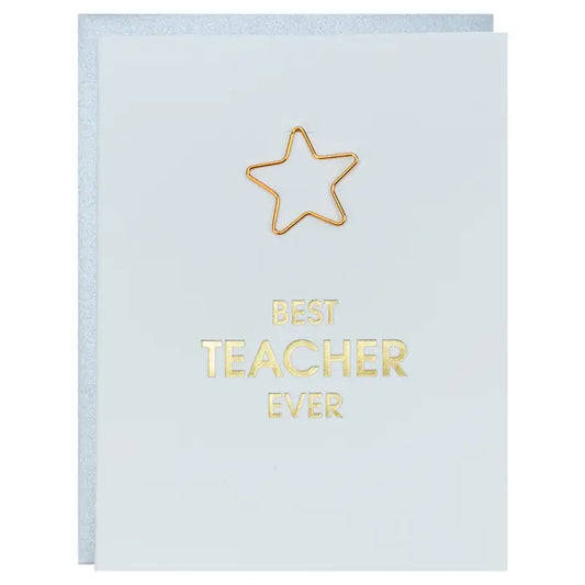 Best Teacher Ever Paper Clip Letterpress Card