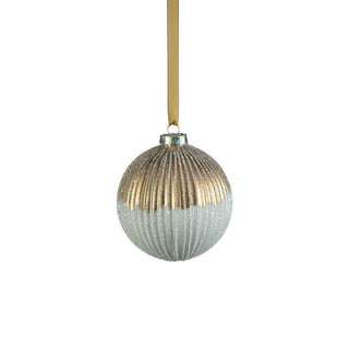 a gold and white christmas ornament