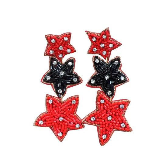 Red/Black Star Earrings