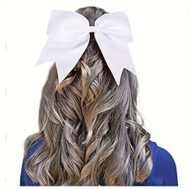 Large Cheer Bow Ponytail w. personalization White