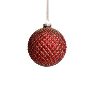 Matte Red Metallic Glass Ball Ornament